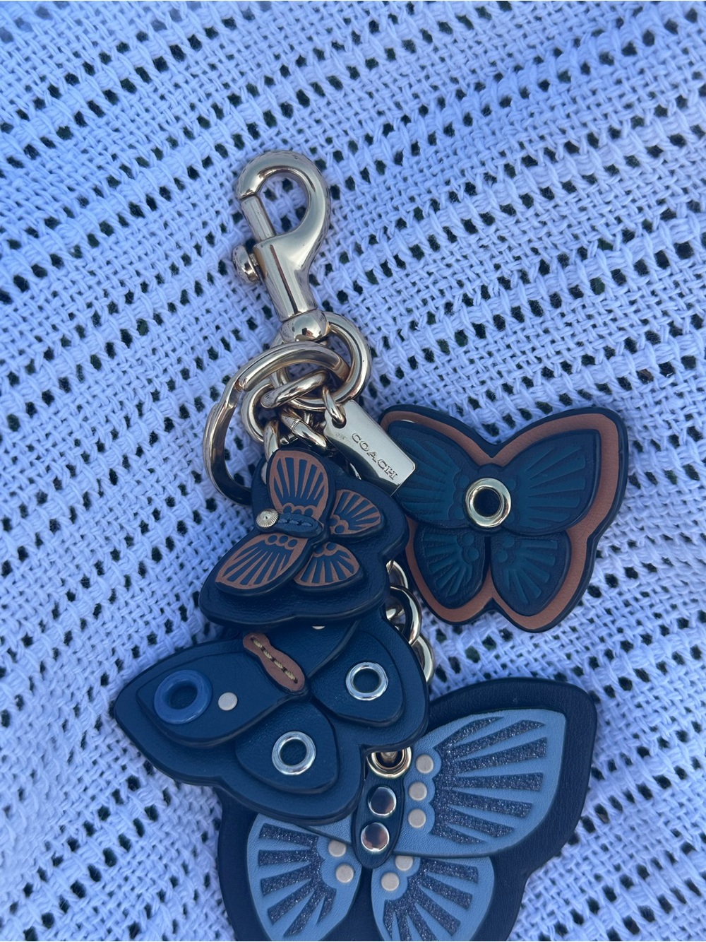 Coach Blue & Brown Butterfly Keychain Charm - Picture 3 of 3